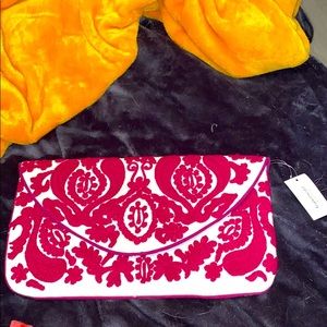 Burgundy and Cream Francesca’s Clutch; NWT